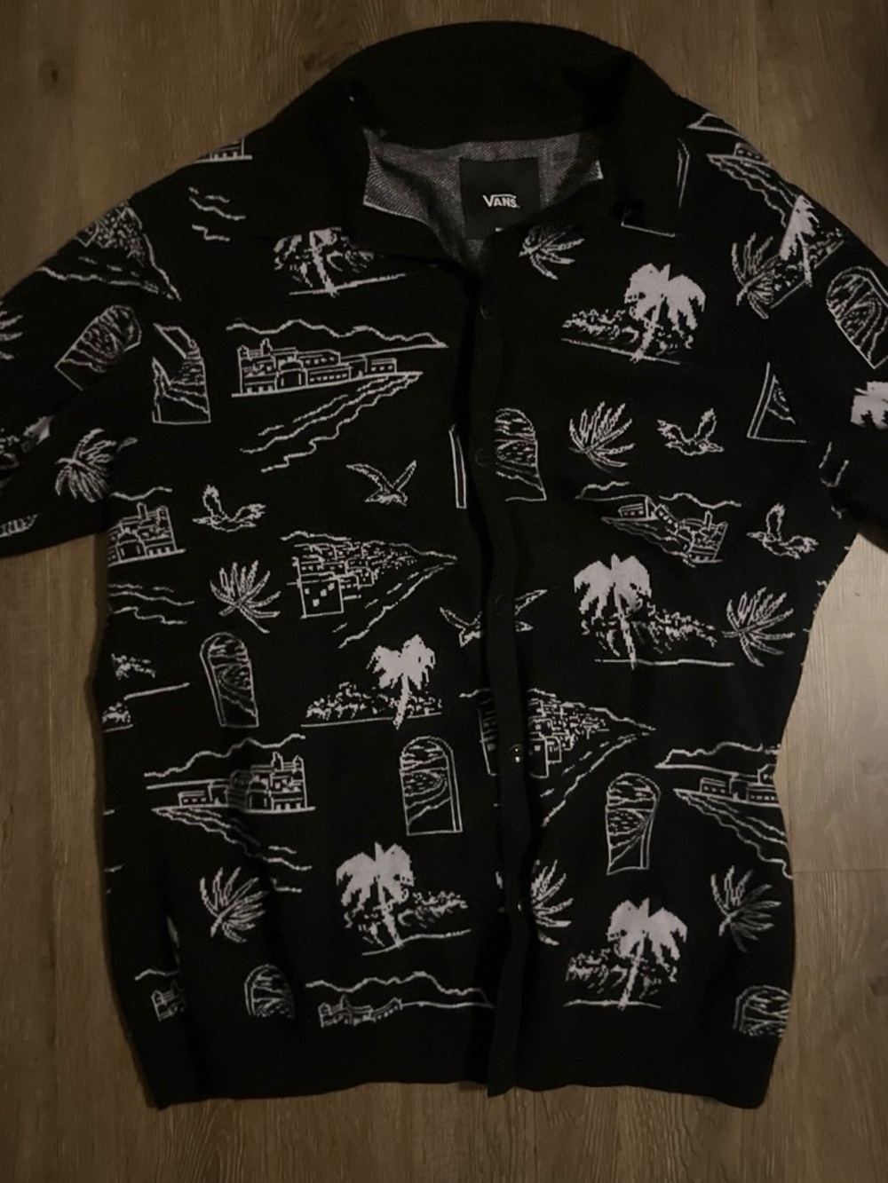 Vans Black and Gray Logo Knit Top